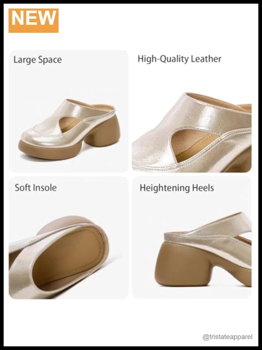 Faux Leather Platform Mules Closed Round Toe Slip-On Chunky Heel Slingback Pumps